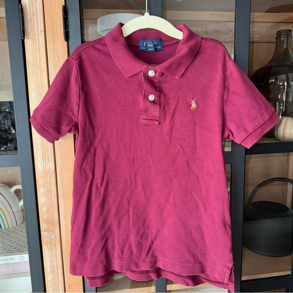Ralph Lauren polo pima cotton shirt toddler burgundy short sleeve boys collar